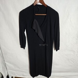 Seventy Elegant Black Long Sleeve Dress with Bow